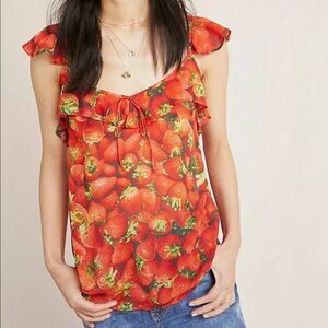 NWT Anthropologie Strawberry Blouse Tank Top Sz 0